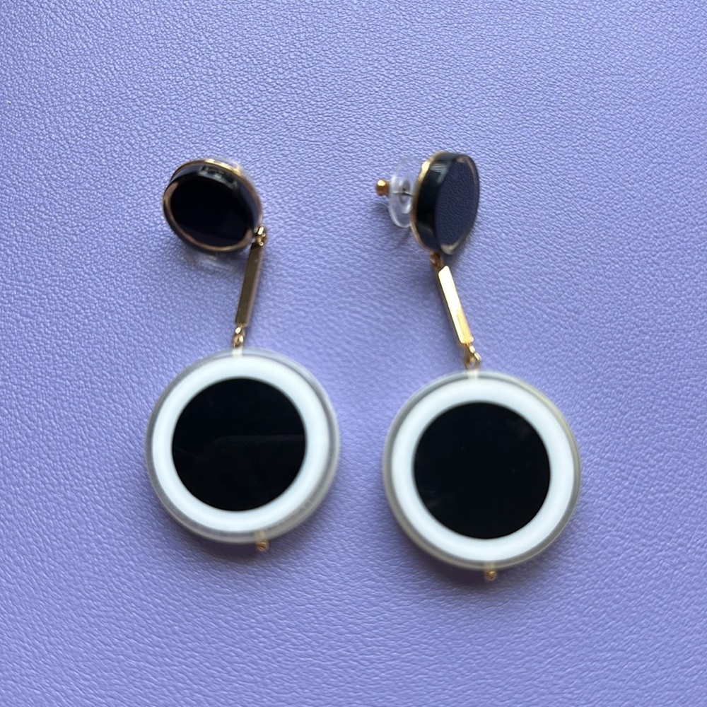 Kate Spade Circle drop Black and White Mod earrings